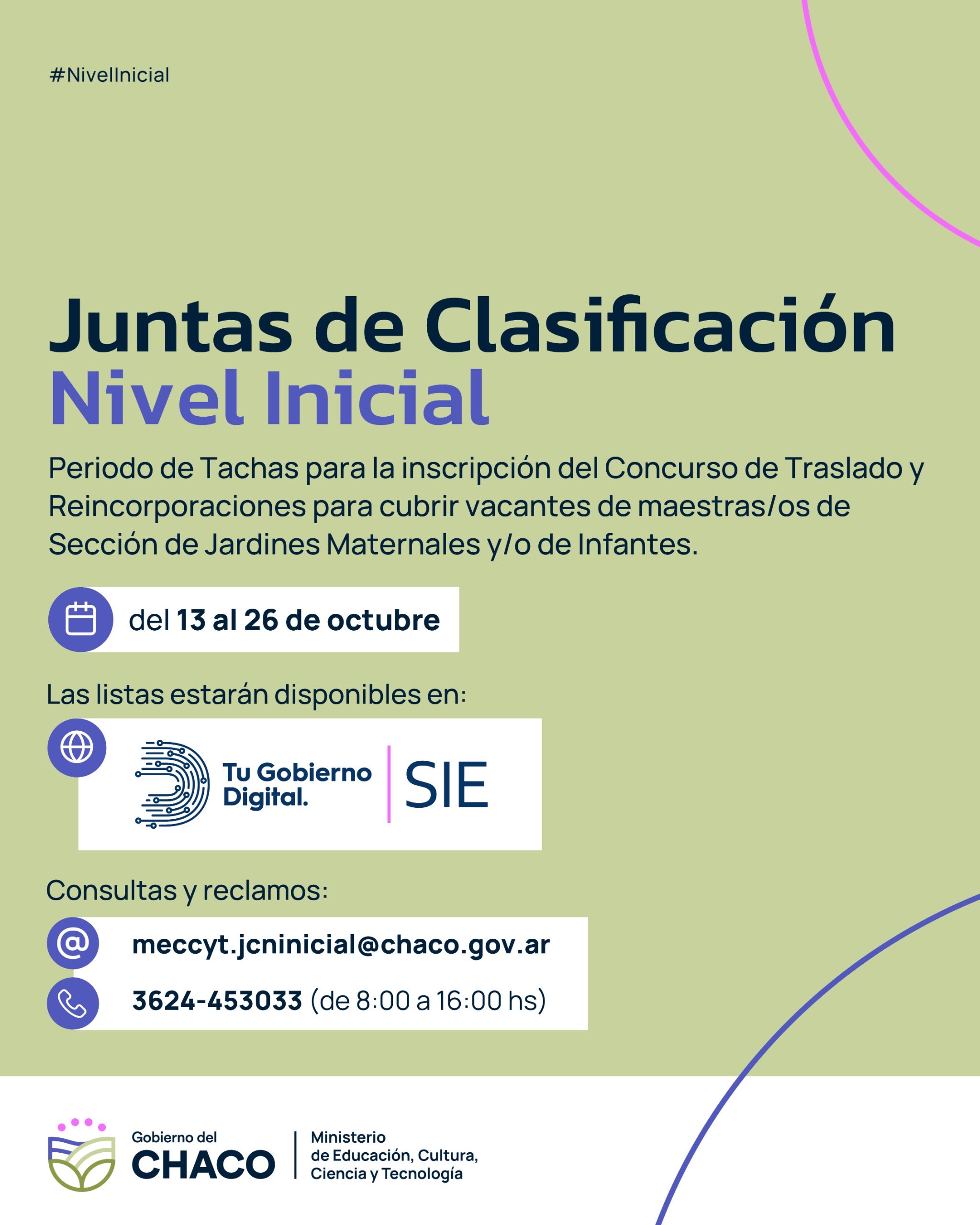 *NIVEL INICIAL: DESDE ESTE MARTES SE PODR&Aacute;N CONSULTAR LOS LISTADOS Y REALIZAR LAS CONSULTAS POR CONCURSOS DOCENTES*