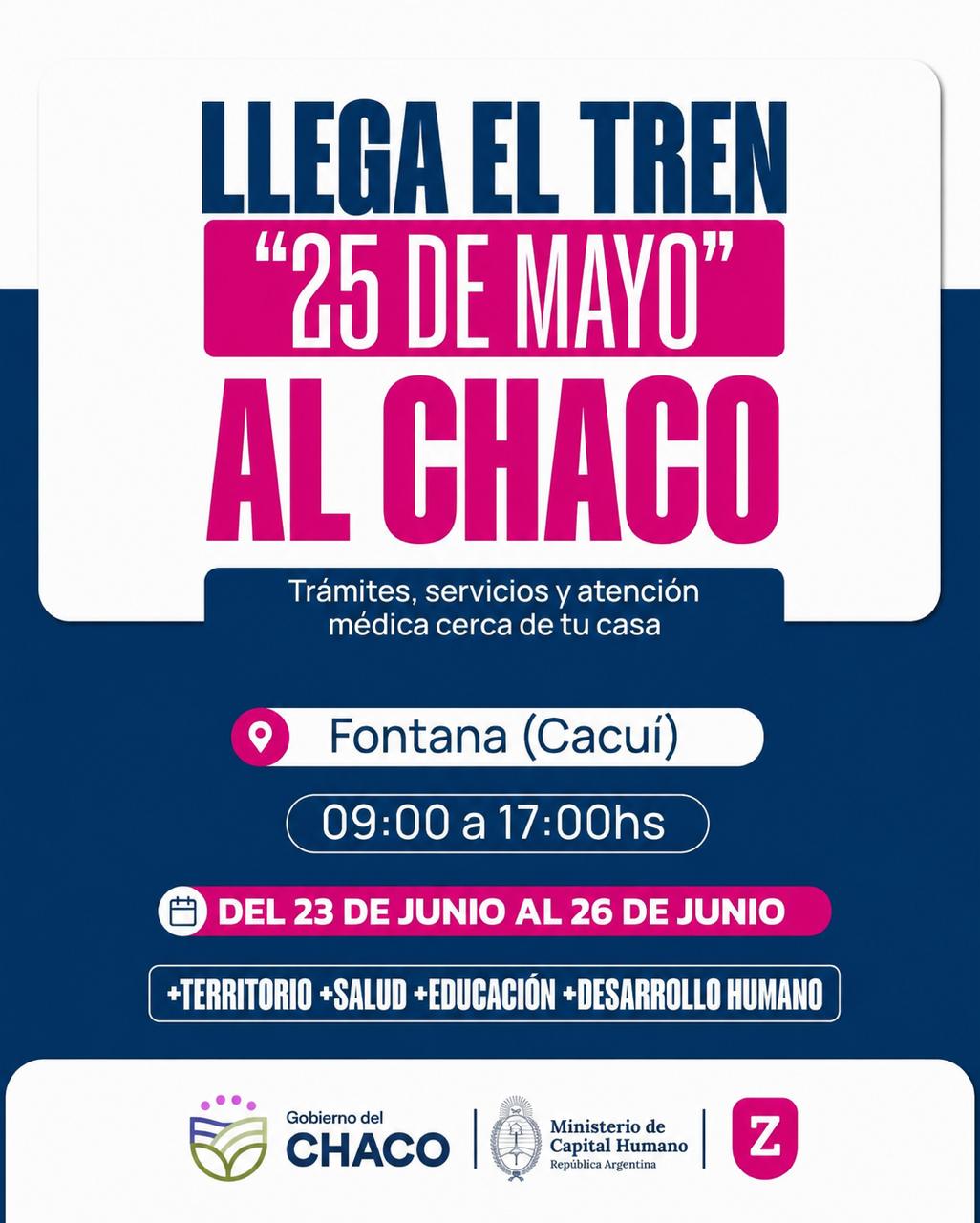 *POR RAZONES OPERATIVAS Y CLIM&Aacute;TICAS, EL TREN 25 DE MAYO REPROGRAMA SU LLEGADA A FONTANA*